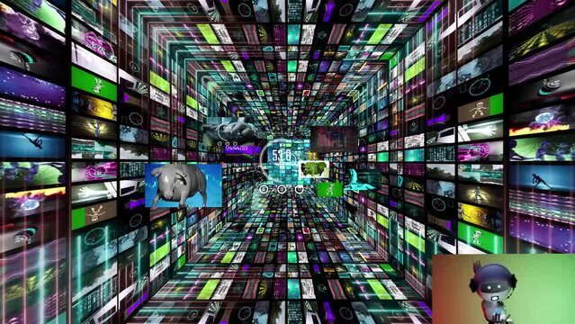  Motion Graphic Many Video Animation Collage Montage Modern Scifi Abstract Zoom Tunnel Background