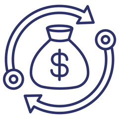 reinvest money line icon on white