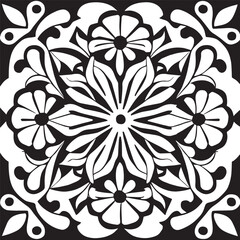 Flower clipart vector design black and white