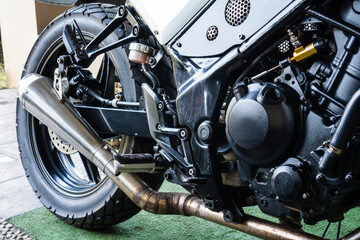 Obraz premium Detailed photo of high-capacity motorcycle engine with impressive strength and speed