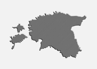 Abstract map Estonia, parallel grey lines