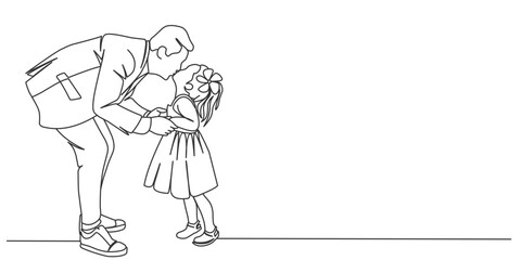 Father and daughter line art illustration, fathers day line art style vector illustration