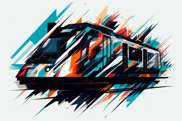 logo colorful art futuristic prototype wagon train generative ai