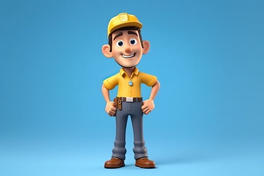 Expressive repairman cartoon character, generative ai