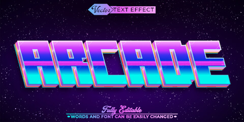 Colorful Arcade Vector Editable Text Effect Template