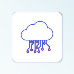 Line Internet of things icon isolated on white background. Cloud computing design concept. Digital network connection. Colorful outline concept. Vector