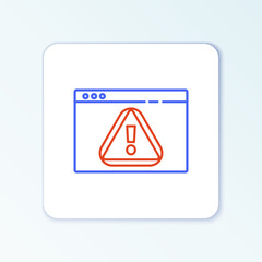 Line Browser with exclamation mark icon isolated on white background. Alert message smartphone notification. Colorful outline concept. Vector