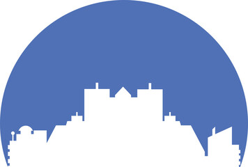 silhouette city skyline in circle illustration