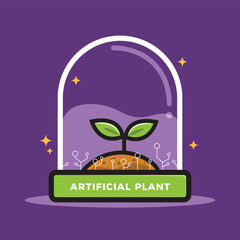 The Plant inside Glass tube with a label. Isolated Vector Illustration.