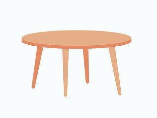 The Rounded Wood Table. Isolated Vector Illustration