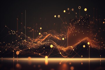Futuristic data background featuring intricate network of wires and glowing particles, representing the flow of information in a digital realm. Generative AI.
