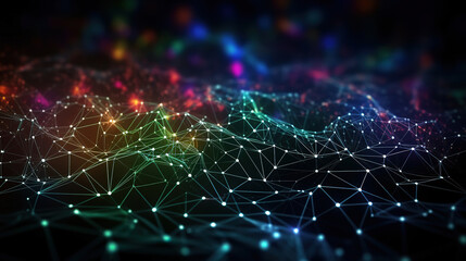 Technology plexus network background, Bright color. Generative ai