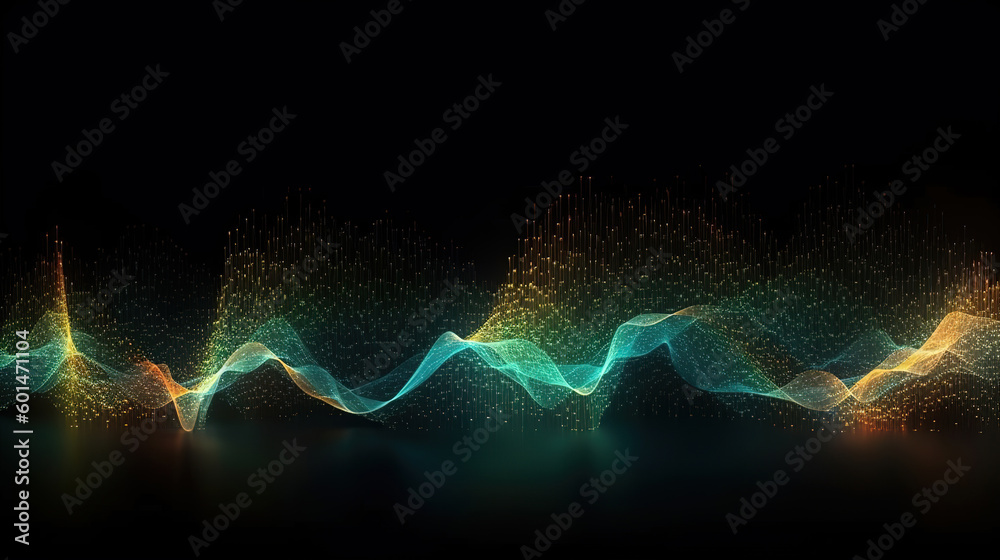 Wall mural glowing abstract shape of particles background. generative ai