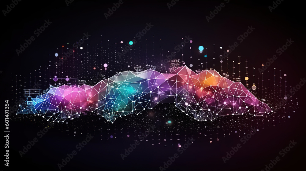 Wall mural cloud computing and big data concept, bright color. generative ai