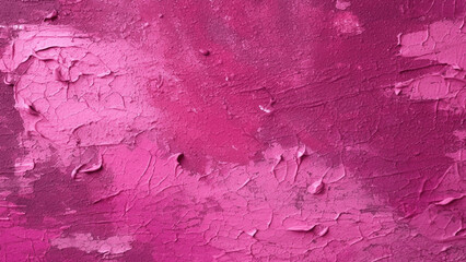 Black raspberry red rough painted surface. Toned old wall. Viva magenta color. Trend 2023. Close - up. Dark colorful grunge texture background for design. Brush strokes. Distressed, dirty, grain