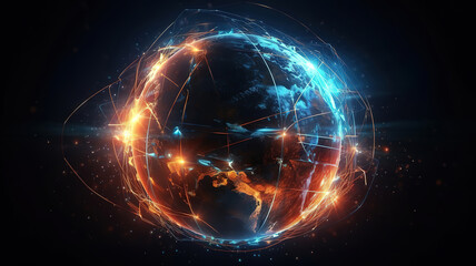 Communication technology global world network concept. Generative ai
