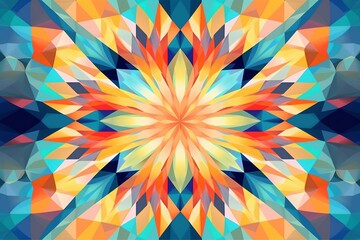 Dynamic Kaleidoscope of Geometric Shapes, Vibrant Abstract Art Background, Generative AI