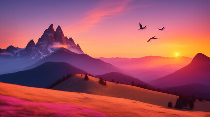 sunrise in the mountains