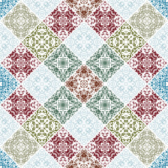 Islamic Decorative background made of small squares. The rich decoration of abstract patterns for construction of fabric or paper. 