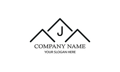 Simple linear logo with initial letter J. Suitable for branding, advertising, real estate, construction, business, business card, etc.
