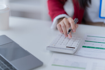 Closeup shot hands of businesswoman office worker freelancer