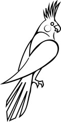 Bird line art illustration with black thin line. PNG with transparent background.