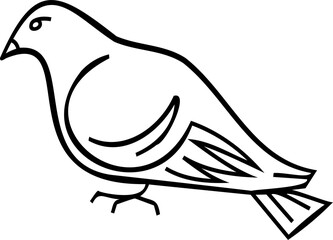 Bird line art illustration with black thin line. PNG with transparent background.