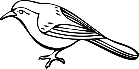 Fototapeta na wymiar Bird line art illustration with black thin line. PNG with transparent background.