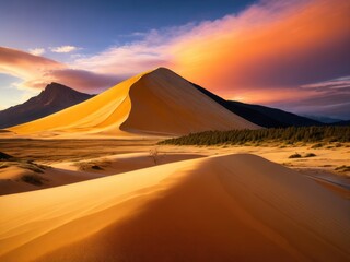 Fototapeta na wymiar Beautiful views of desert at sunset. Generative AI