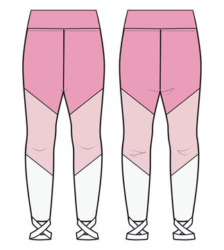 pink leggings front and back view clip art preview