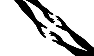 silhouette Helping hands unite together as a team.