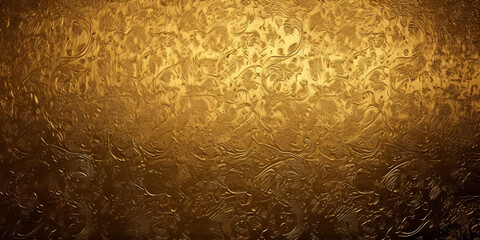An elegant gold motif adorns this wallpaper, its abstract design shaped into a seamless ornament. The texture and decorative elements of this vintage art create a luxury pattern. Generative AI
