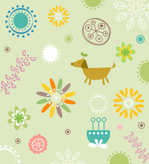 dog puppy baby toy animal jungle floral fauna nature story book coverabstract background pattern element wallpaper vector
