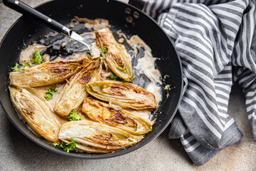 chicory dish stewed vegetable meal food snack on the table copy space food background rustic top view