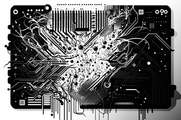Ai generated illustration of circuit board abstract background