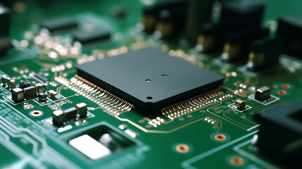 Macro Shot of Automatic Pick and Place machine quickly installs Components on Circuit Board.