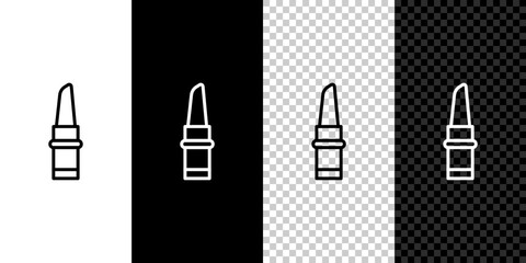 Set line Lipstick icon isolated on black and white background. Vector