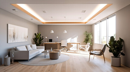 Modern Office light gray/beige walls.
