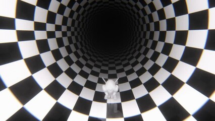 White Rabbit in the Rabbit Hole - Loop Motion Background Tunnel Intro Logo
