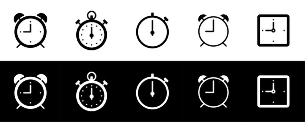 Alarm Clock Icons: Wake-Up Reminders. Time Icons Set: Clock, Stopwatch, Alarm Clock.