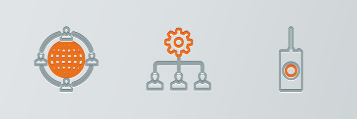 Set line Remote control, Outsourcing concept and Lead management icon. Vector