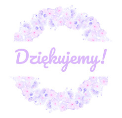 Dziękujemy fioletowy napis kwiatowa ramka © Monika Janiak-Klicha