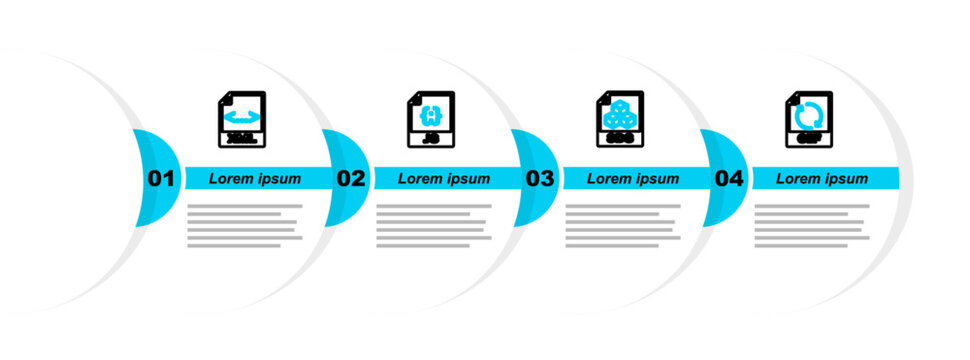 Set line GIF file document, 3DS, JS and XML icon. Vector