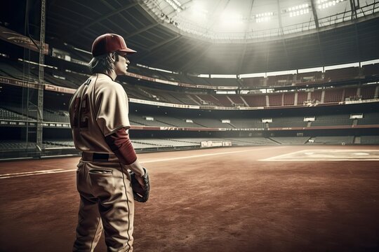Baseball player in stadium, Game day (Ai generated)