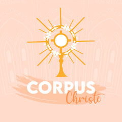 Corpus Christi Hand Drawn Vector illustration Background with Jesus Sign & Typography 