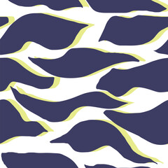 Obraz premium Organic shapes pattern. Abstract seamless repeat pattern design. Blue Waves Contemporary trending pattern of 2023. Groovy shapes elegant print for fabric and background vector illustration