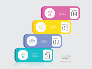 horozontal timeline infographic element report background with business line icon 4 steps
