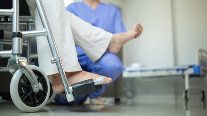 Physical therapists are helping elderly people to take care of themselves after a long period of...