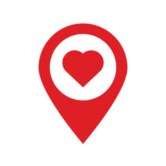 Heart vector map pin love
