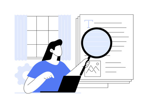 Remote proofreading abstract concept vector illustration.